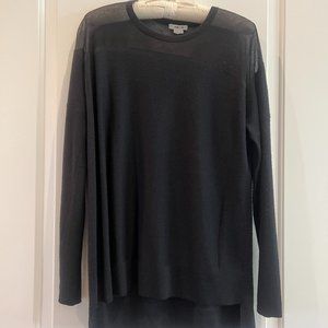 Helmut Lang black long sweater with sheer top portion